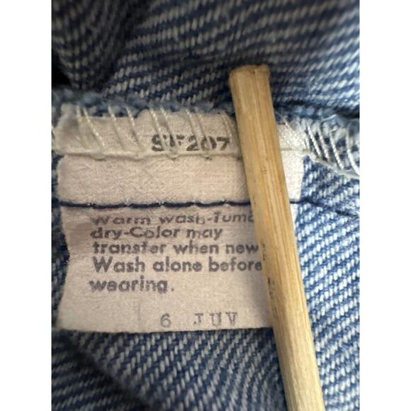 Vintage 80s Levis Denim Overalls Kids Size 6 Embroidered Horse Jean Blue Retro - Picture 7 of 8